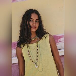 FREE PEOPLE, Washed Ashore Pendant Strand Necklace, Yellow Multi -NEW!